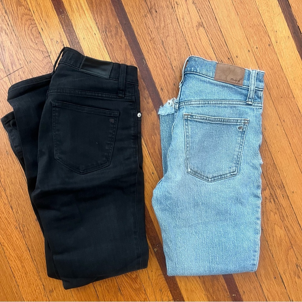 Madewell lot of 2 Perfect Vintage Jean 25p & 9” mid rise skinny black 25 EUC